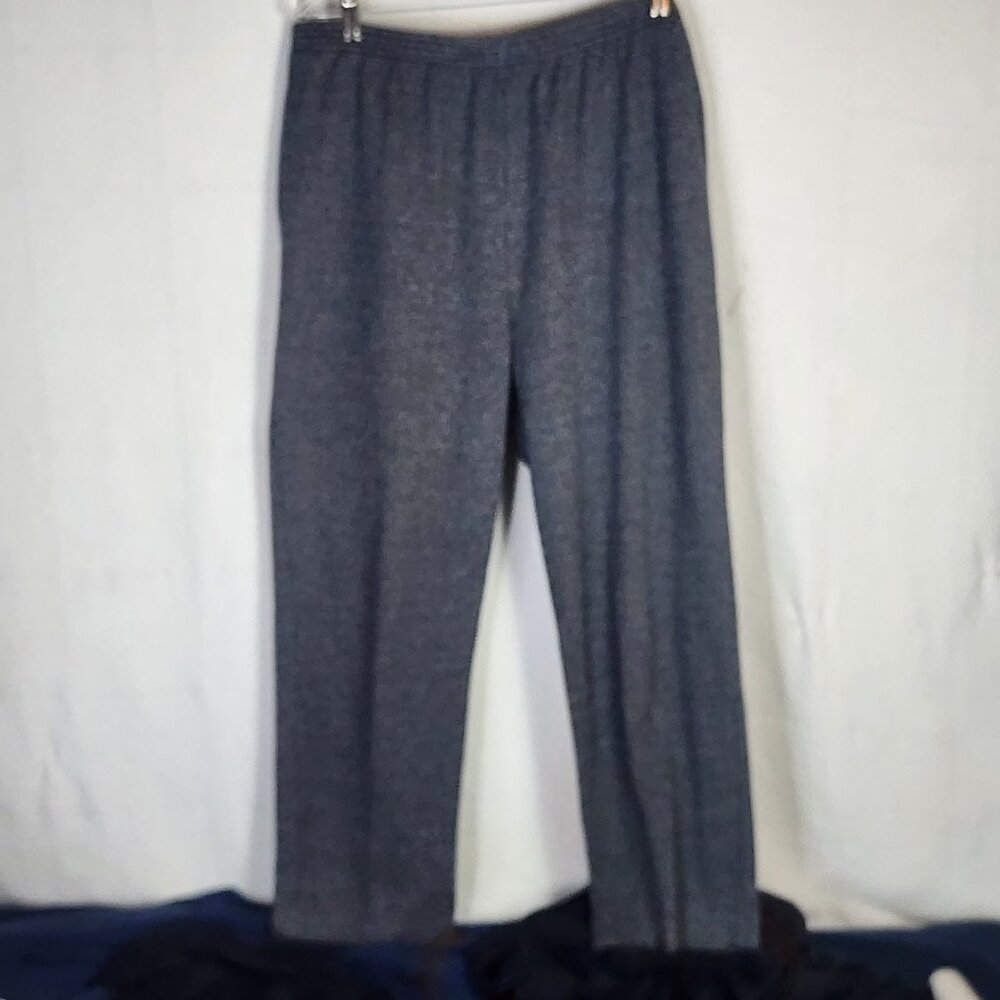 Draper's & Damon's Petites Gray Black Cotton Poly Knit Pull On Pants Size PXL